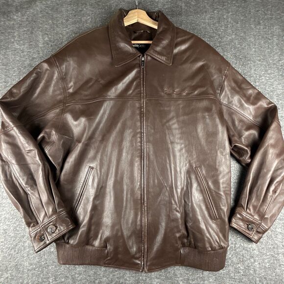 VTG Pelle Pelle Soft Leather Jacket Mens Sz 48 Marc Buchanan Bomber Y2K Brown - Picture 1 of 15